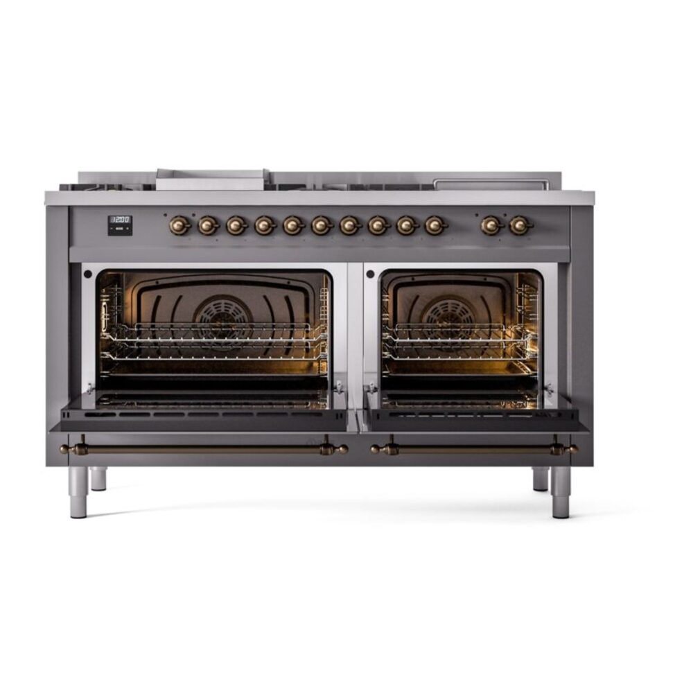 ILVE UP60FSNMPMGB Nostalgie II 60" Dual Fuel Range, oven doors opened