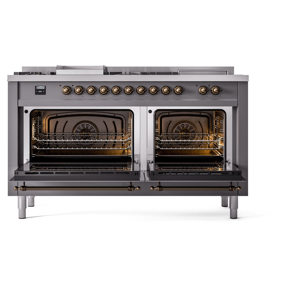 ILVE UP60FSNMPMGB Nostalgie II 60" Dual Fuel Range, oven doors opened