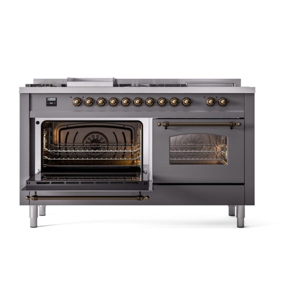 ILVE UP60FSNMPMGB Nostalgie II 60" Dual Fuel Range, main oven door opened