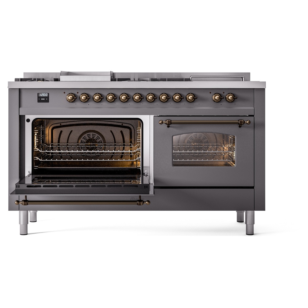 ILVE UP60FSNMPMGB Nostalgie II 60" Dual Fuel Range, main oven door opened