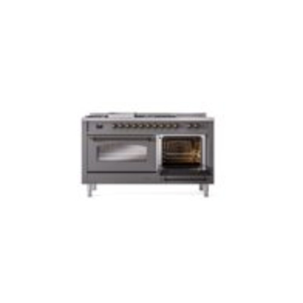 ILVE UP60FSNMPMGB Nostalgie II 60" Dual Fuel Range, side oven door opened