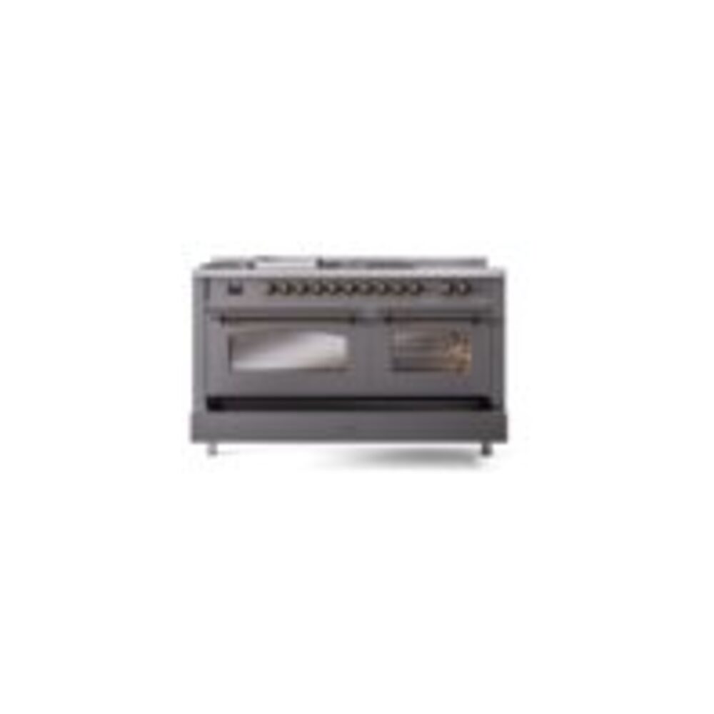 ILVE UP60FSNMPMGB Nostalgie II 60" Dual Fuel Range, drawer opened