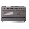 ILVE UP60FSNMPMGB Nostalgie II 60" Dual Fuel Range, drawer opened