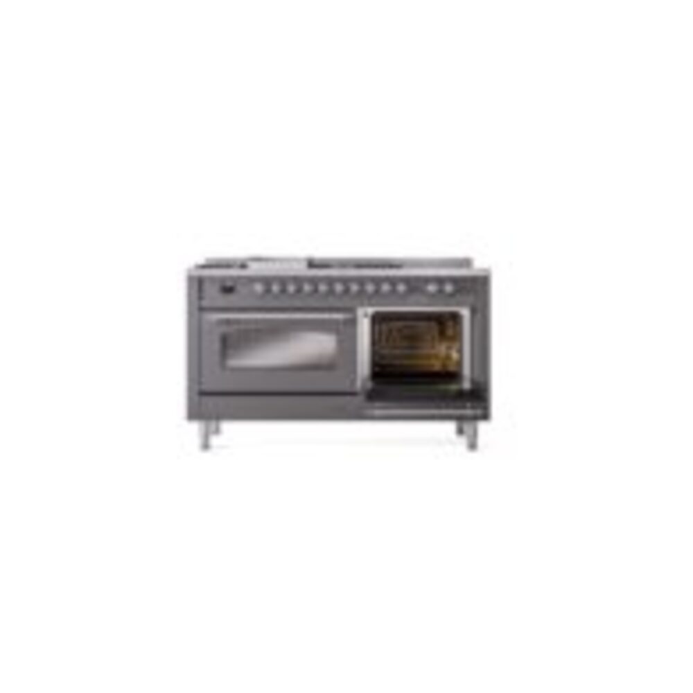 ILVE UP60FSNMPMGCLP Nostalgie II 60" Dual Fuel Range, side oven door opened