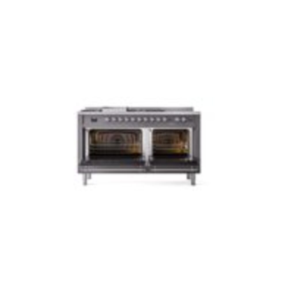ILVE UP60FSNMPMGC Nostalgie II 60" Dual Fuel Range, oven doors opened