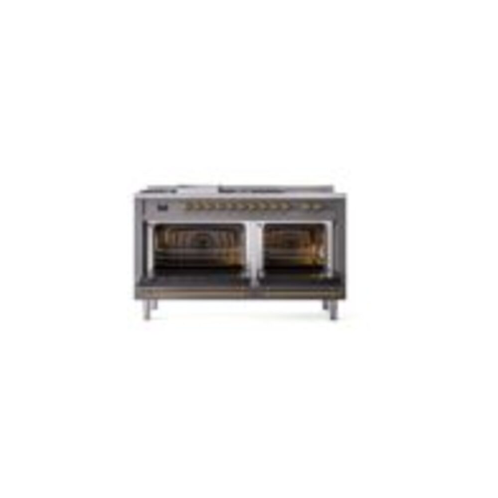 ILVE UP60FSNMPMGG Nostalgie II 60" Dual Fuel Range, oven doors opened