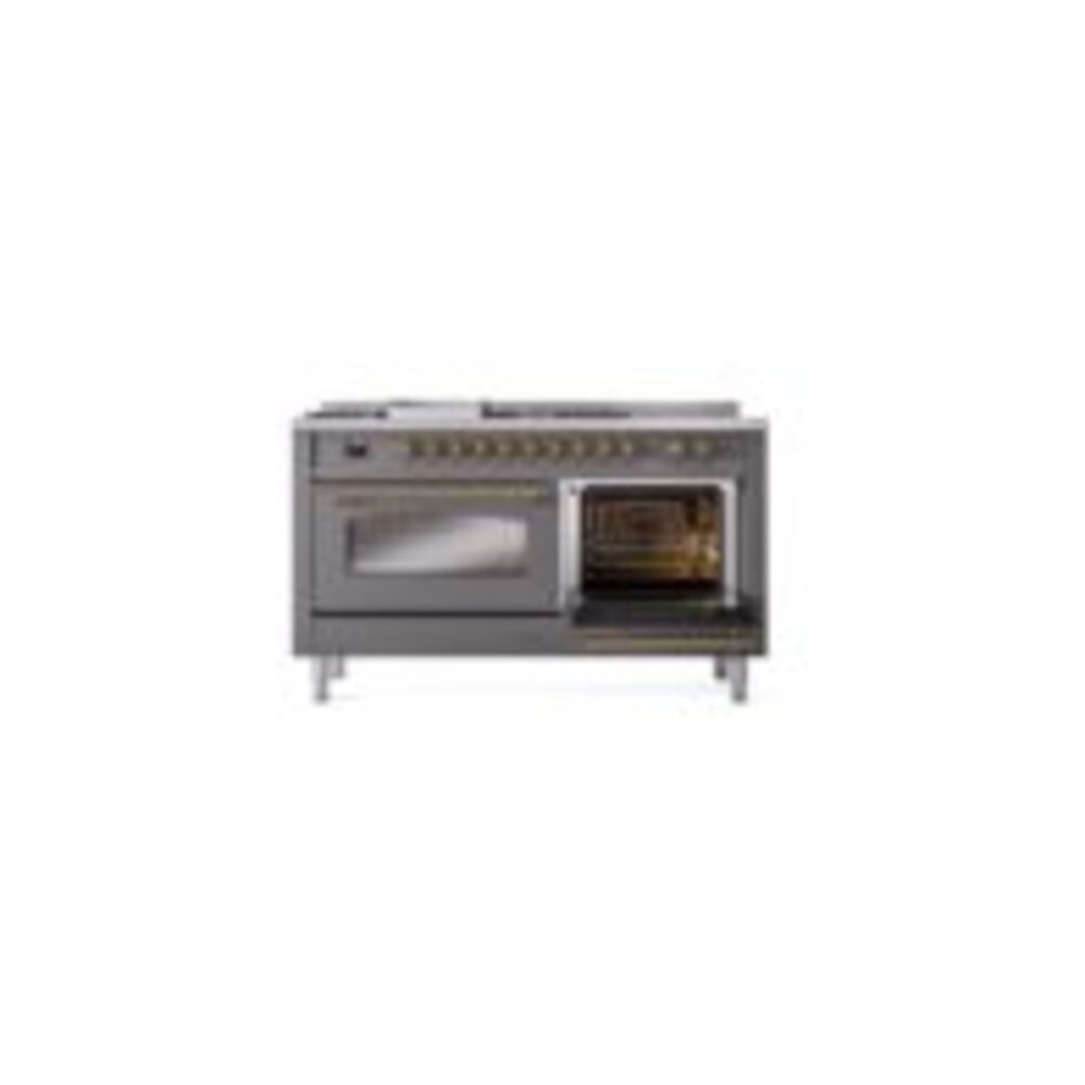 ILVE UP60FSNMPMGG Nostalgie II 60" Dual Fuel Range, side oven door opened