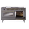 ILVE UP60FSNMPMGG Nostalgie II 60" Dual Fuel Range, side oven door opened