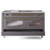 ILVE UP60FSNMPMGG Nostalgie II 60" Dual Fuel Range, drawer opened