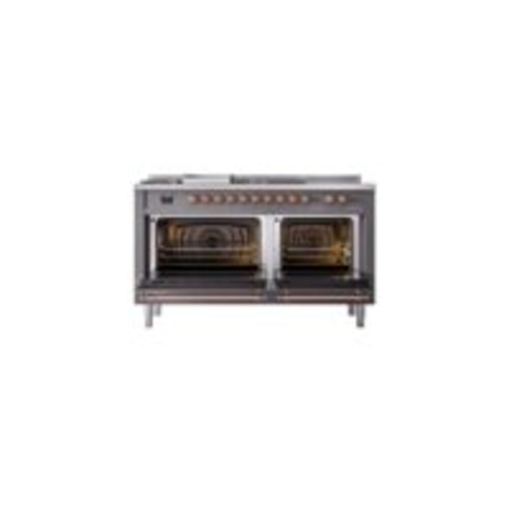 ILVE UP60FSNMPMGPLP Nostalgie II 60" Dual Fuel Range, oven doors opened