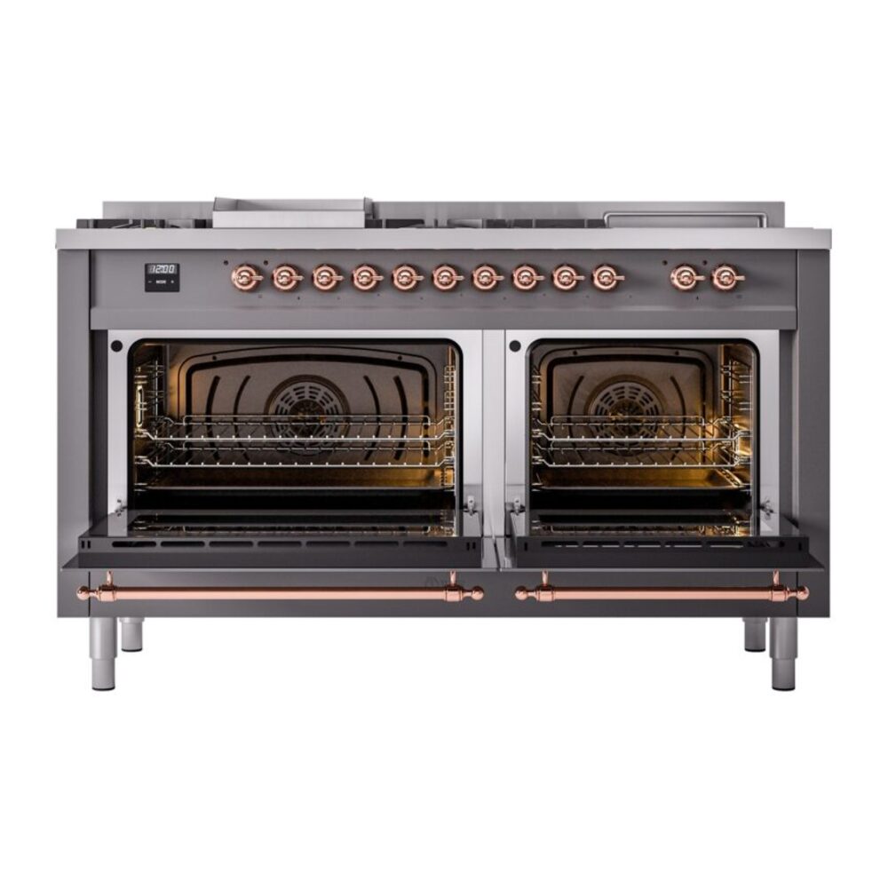 ILVE UP60FSNMPMGP Nostalgie II 60" Dual Fuel Range, oven doors opend