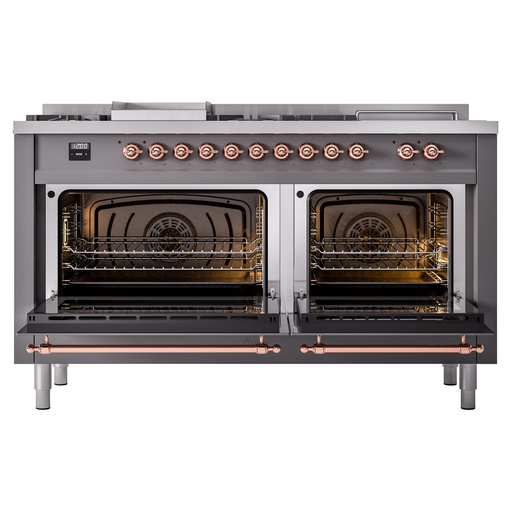 ILVE UP60FSNMPMGP Nostalgie II 60" Dual Fuel Range, oven doors opend