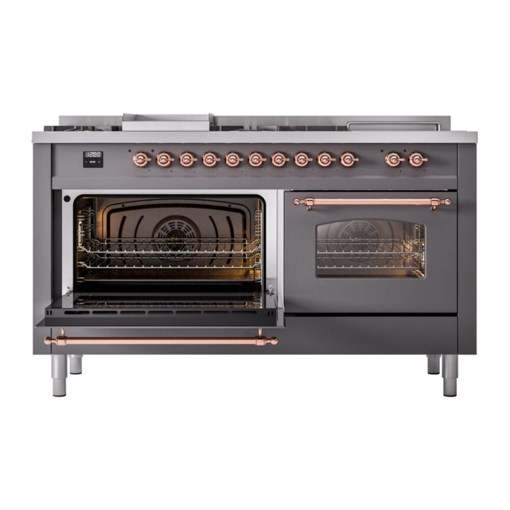 ILVE UP60FSNMPMGP Nostalgie II 60" Dual Fuel Range, main oven door opened