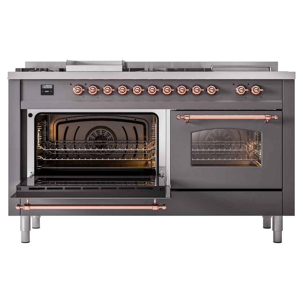 ILVE UP60FSNMPMGP Nostalgie II 60" Dual Fuel Range, main oven door opened