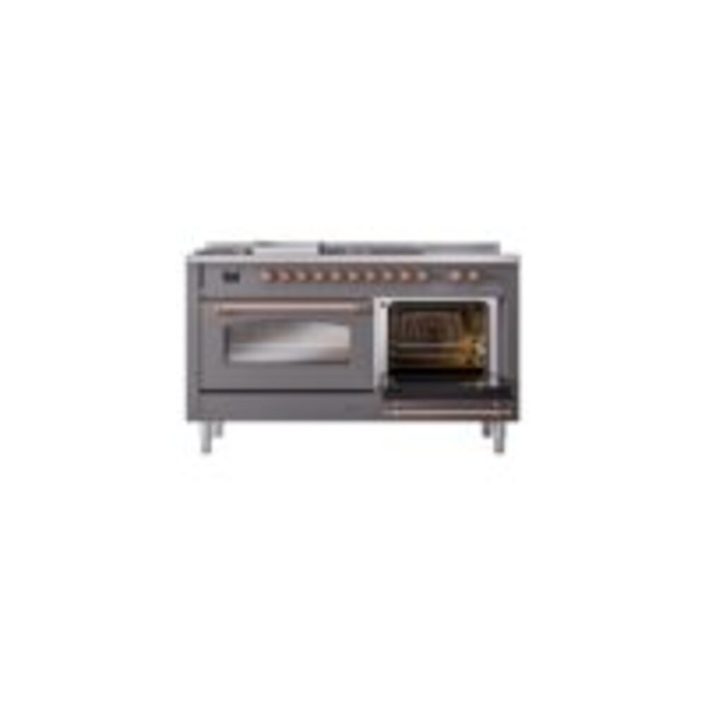 ILVE UP60FSNMPMGP Nostalgie II 60" Dual Fuel Range, side oven door opened