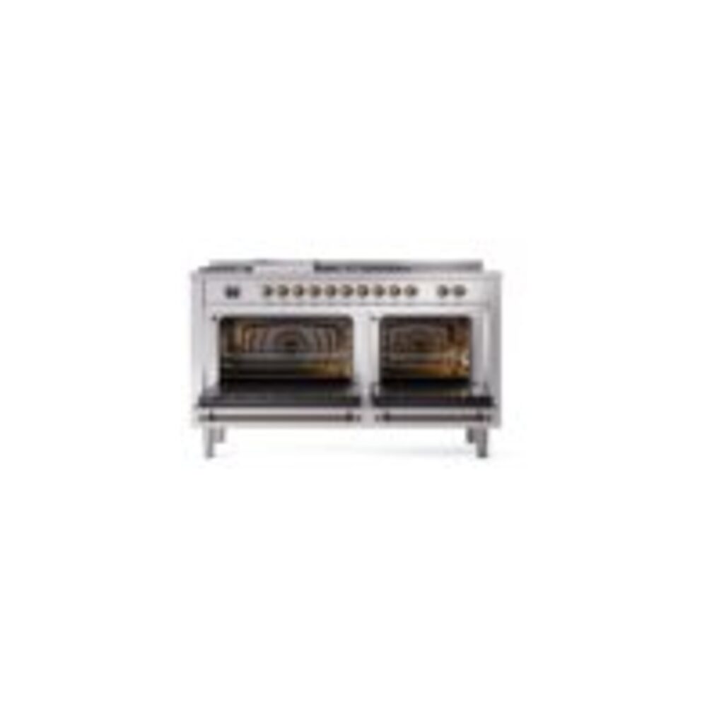 ILVE UP60FSNMPSSBLP Nostalgie II 60" Dual Fuel Range, oven doors opened