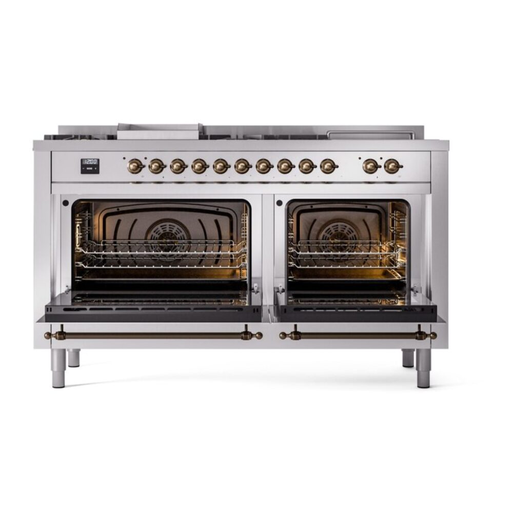 ILVE UP60FSNMPSSBLP Nostalgie II 60" Dual Fuel Range, oven doors opened