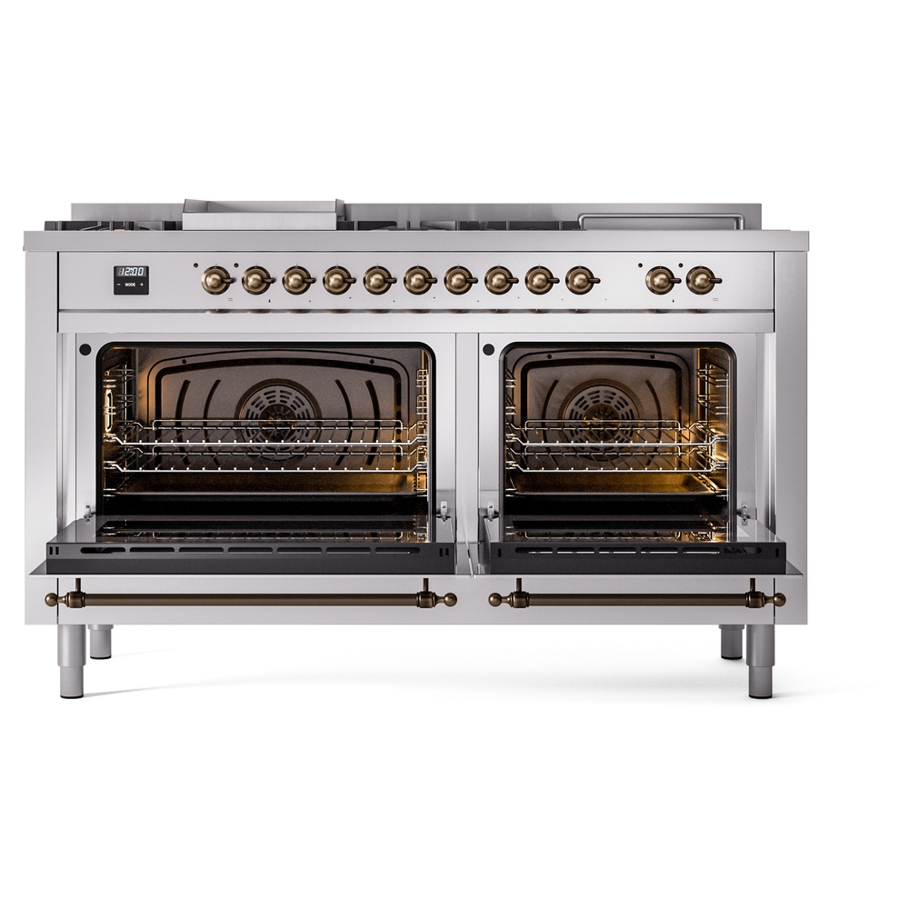 ILVE UP60FSNMPSSBLP Nostalgie II 60" Dual Fuel Range, oven doors opened