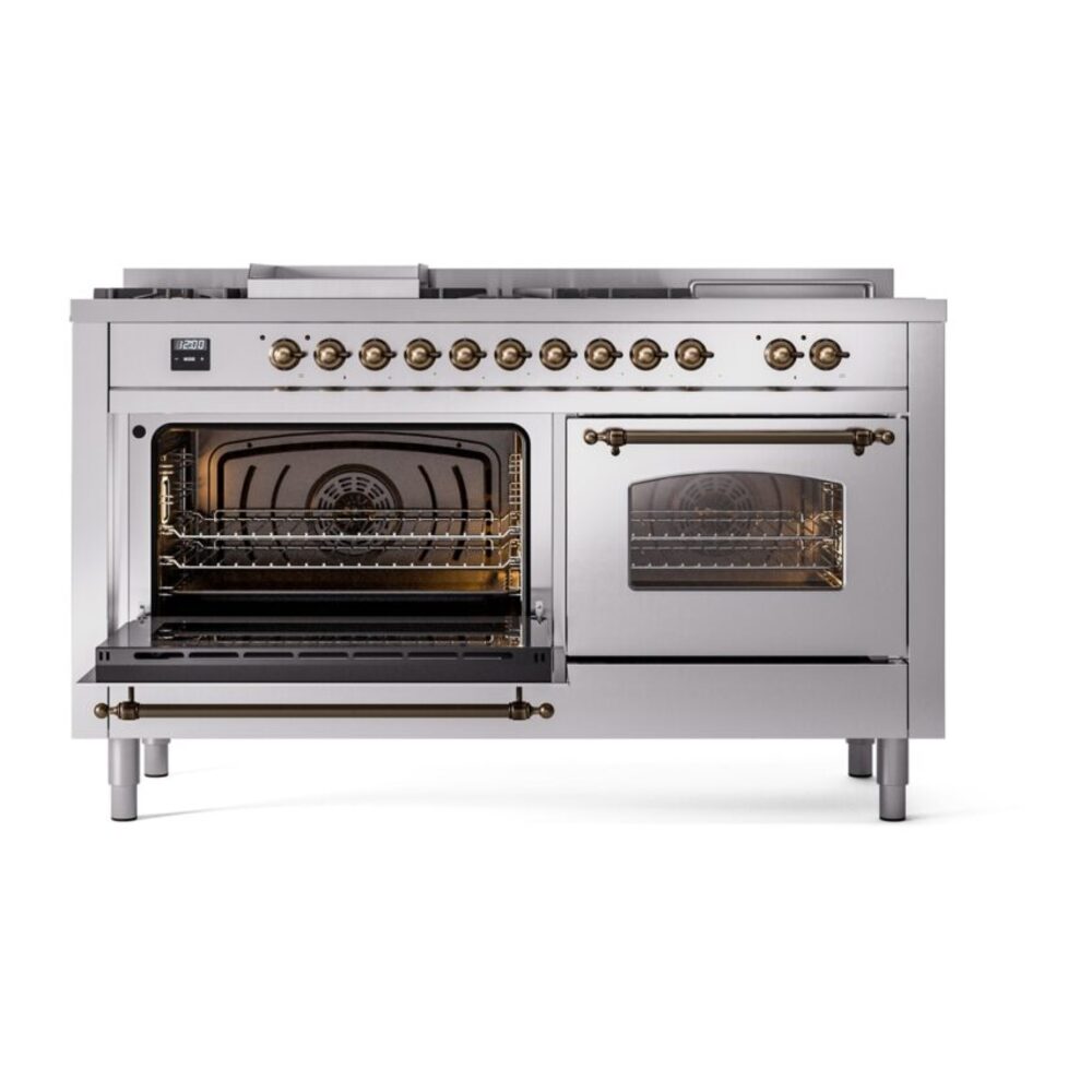 ILVE UP60FSNMPSSBLP Nostalgie II 60" Dual Fuel Range, main oven door opened