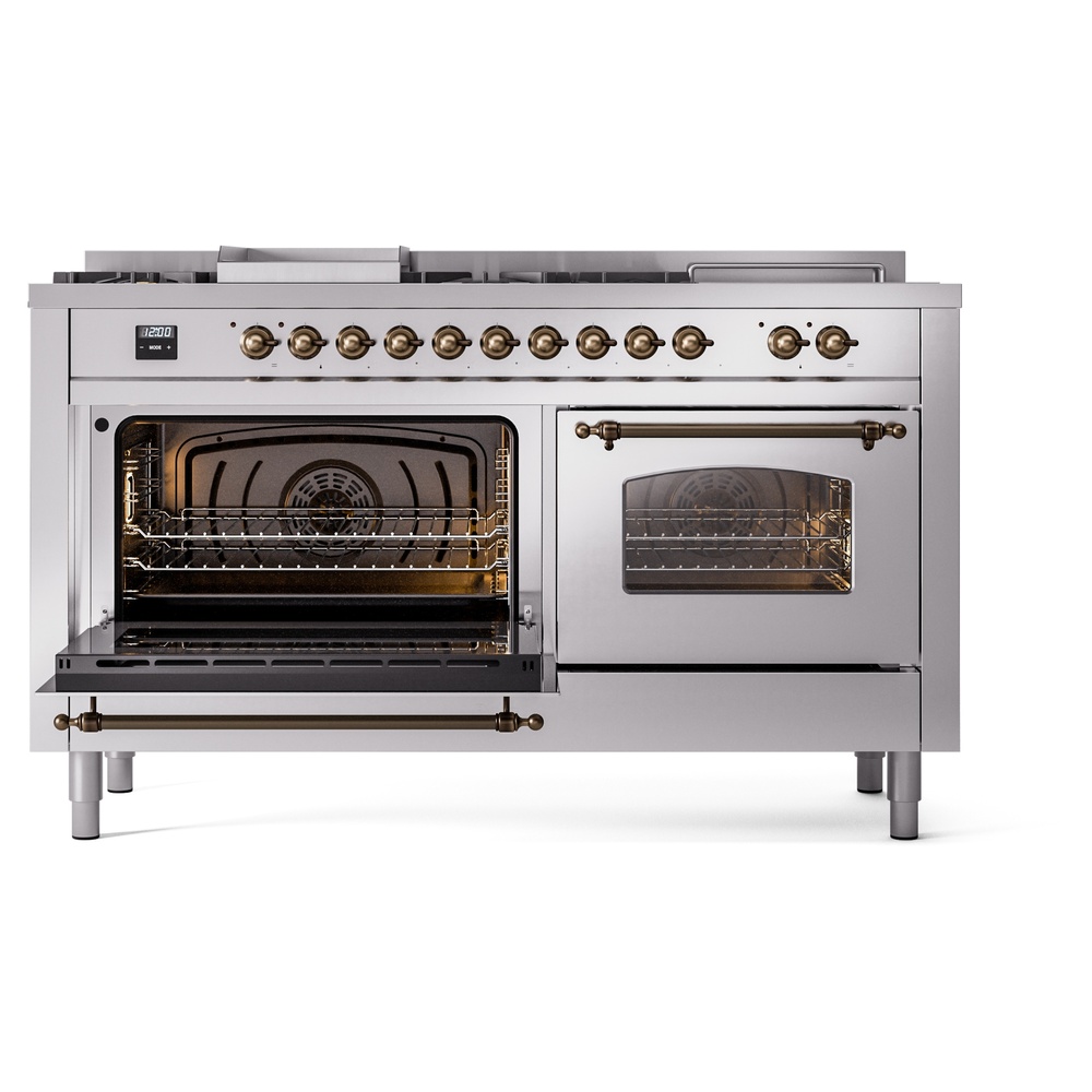 ILVE UP60FSNMPSSBLP Nostalgie II 60" Dual Fuel Range, main oven door opened