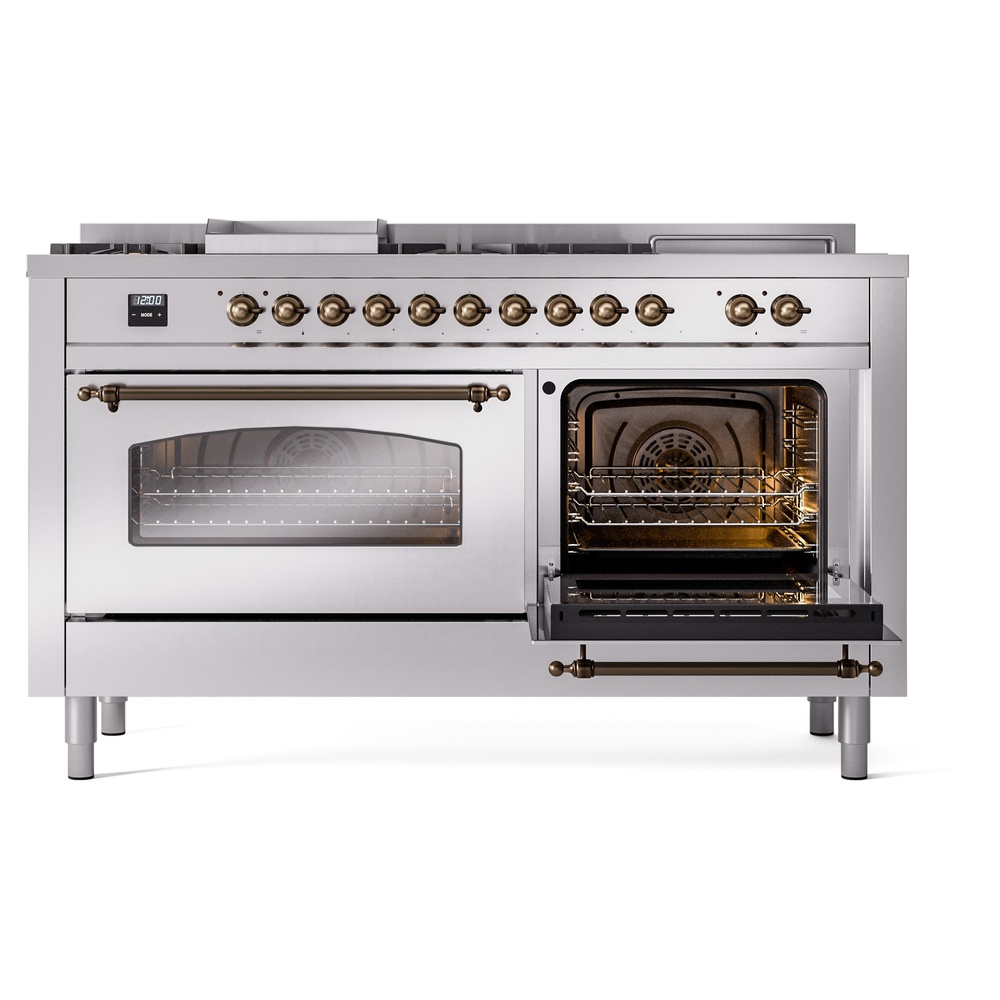 ILVE UP60FSNMPSSBLP Nostalgie II 60" Dual Fuel Range, side oven door opened