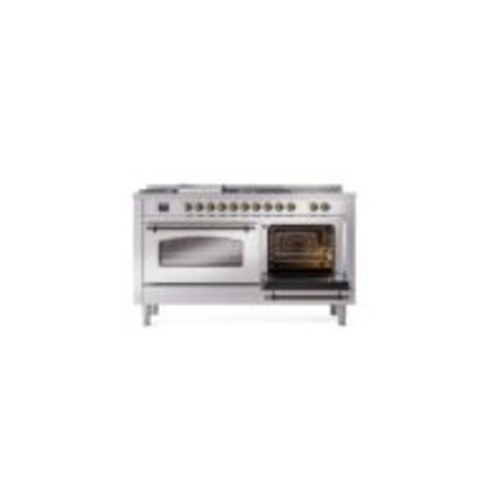 ILVE UP60FSNMPSSB Nostalgie II 60" Dual Fuel Range, side oven door opened