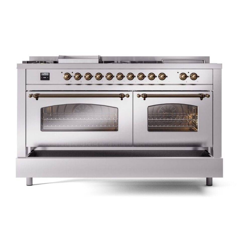 ILVE UP60FSNMPSSB Nostalgie II 60" Dual Fuel Range, drawer opened