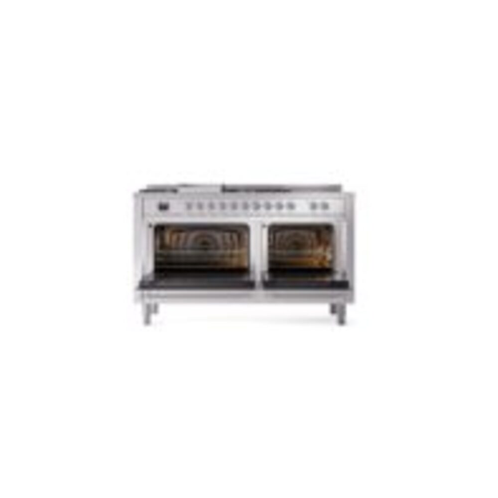 ILVE UP60FSNMPSSCLP Nostalgie II 60" Dual Fuel Range, oven doors opened