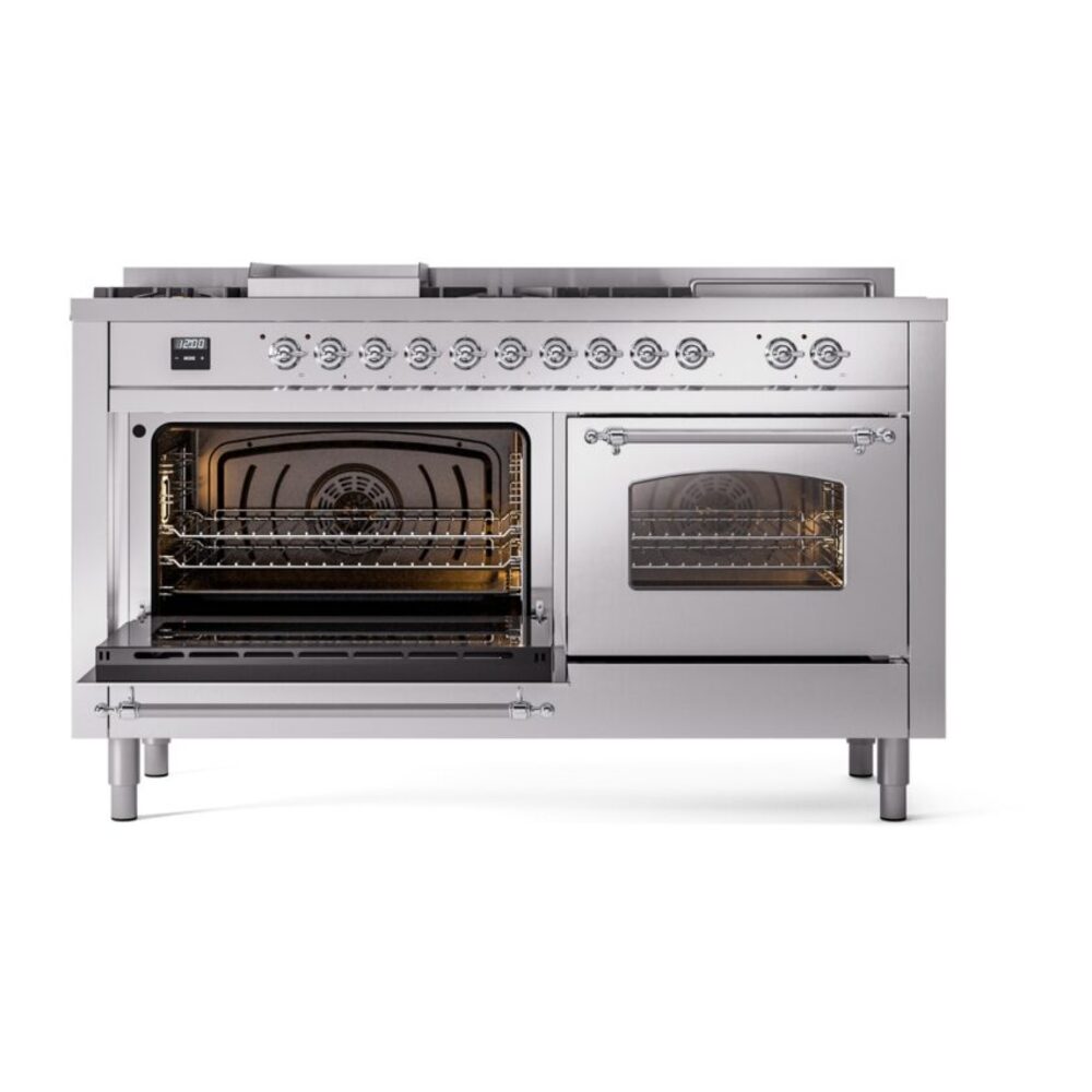 ILVE UP60FSNMPSSCLP Nostalgie II 60" Dual Fuel Range, main oven door opened