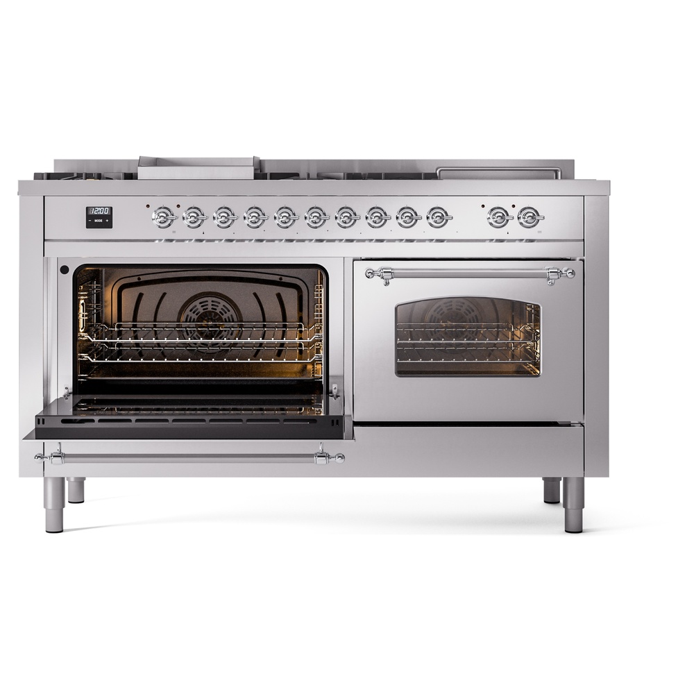 ILVE UP60FSNMPSSCLP Nostalgie II 60" Dual Fuel Range, main oven door opened