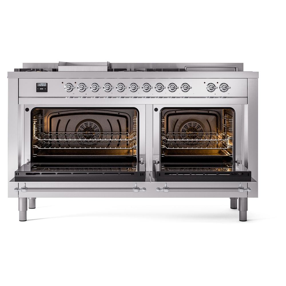 ILVE UP60FSNMPSSC Nostalgie II 60" Dual Fuel Range, oven doors opened