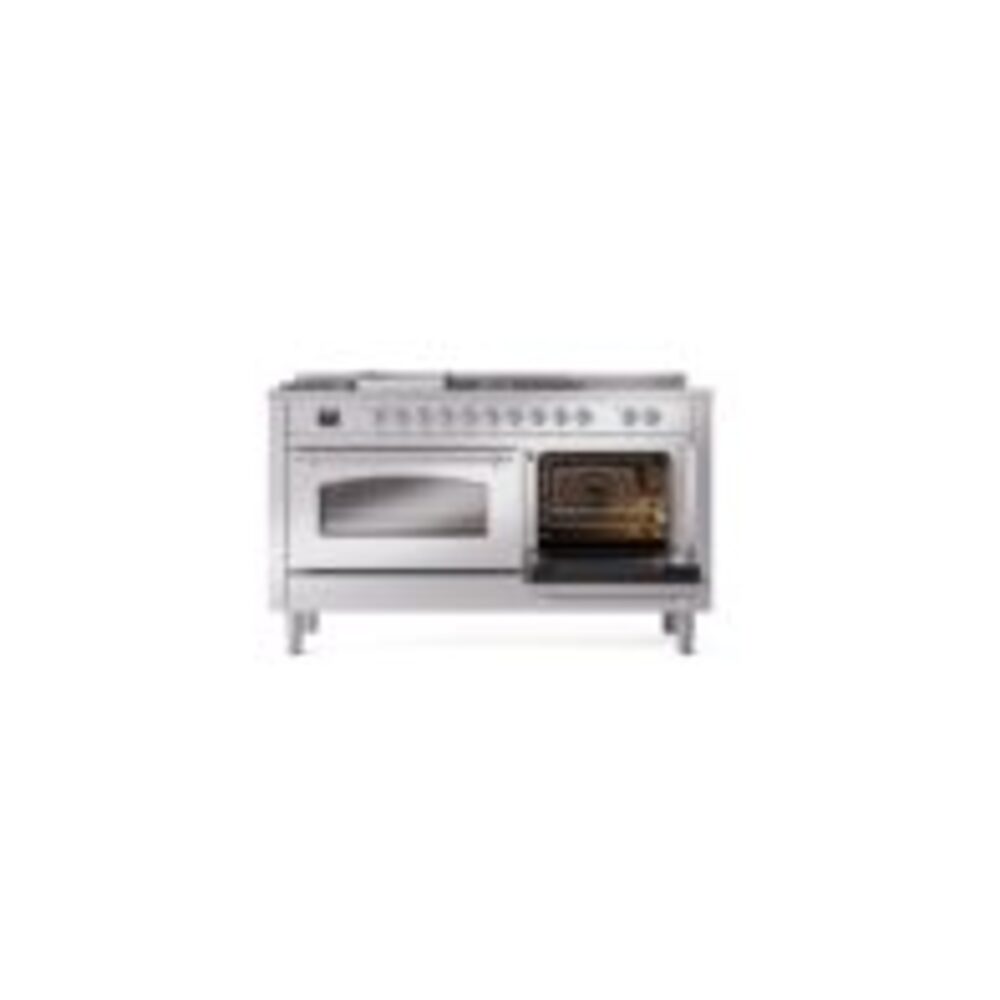 ILVE UP60FSNMPSSC Nostalgie II 60" Dual Fuel Range, side oven door opened