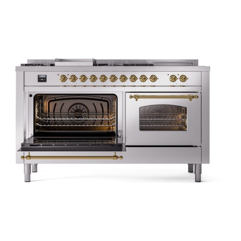 ILVE UP60FSNMPSSGLP Nostalgie II 60" Dual Fuel Range, main oven door opened