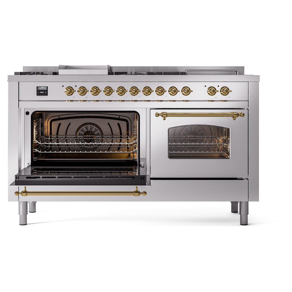 ILVE UP60FSNMPSSGLP Nostalgie II 60" Dual Fuel Range, main oven door opened