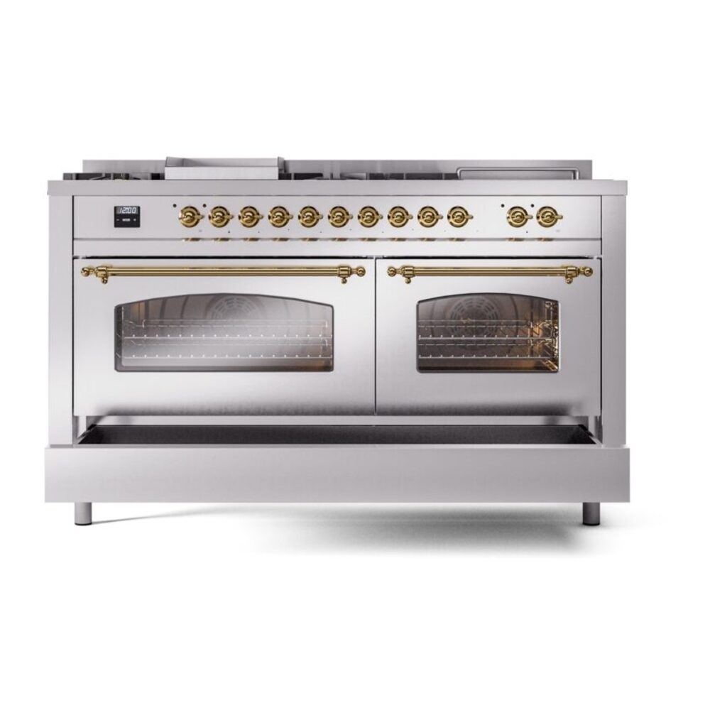 ILVE UP60FSNMPSSGLP Nostalgie II 60" Dual Fuel Range, drawer opened