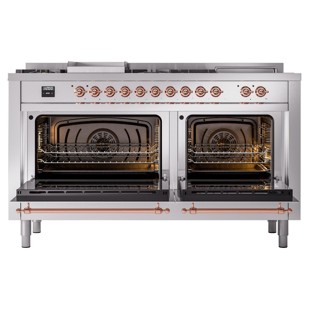 ILVE UP60FSNMPSSPLP Nostalgie II 60" Dual Fuel Range, oven doors opened