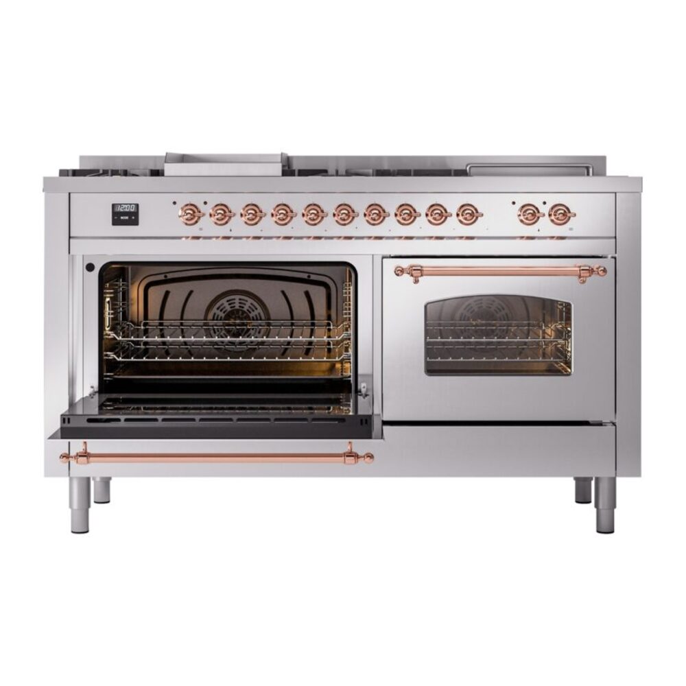 ILVE UP60FSNMPSSPLP Nostalgie II 60" Dual Fuel Range, main oven door opened