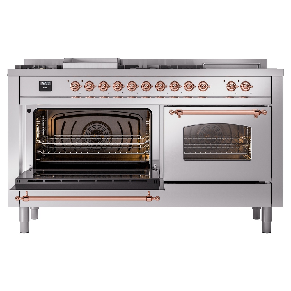 ILVE UP60FSNMPSSPLP Nostalgie II 60" Dual Fuel Range, main oven door opened