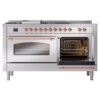 ILVE UP60FSNMPSSP Nostalgie II 60" Dual Fuel Range, side oven door opened
