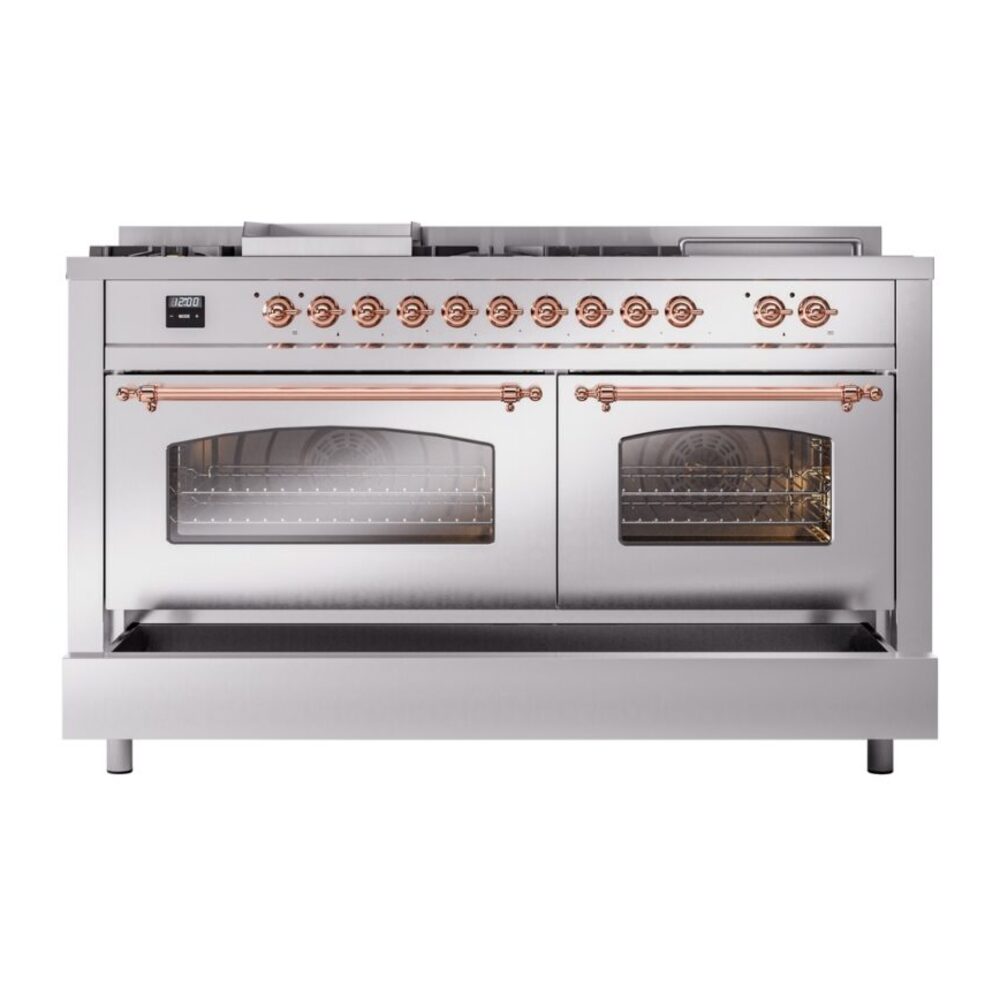 ILVE UP60FSNMPSSP Nostalgie II 60" Dual Fuel Range, drawer opened