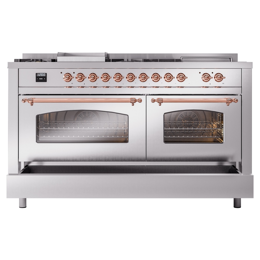 ILVE UP60FSNMPSSP Nostalgie II 60" Dual Fuel Range, drawer opened