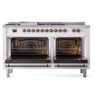 ILVE UP60FSNMPWHBLP Nostalgie II 60" Dual Fuel Range, oven doors opened