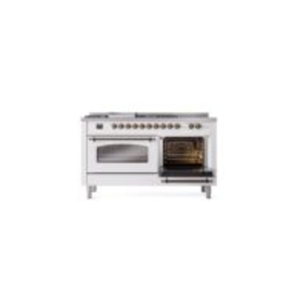 ILVE UP60FSNMPWHBLP Nostalgie II 60" Dual Fuel Range, side oven door opened