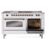 ILVE UP60FSNMPWHBLP Nostalgie II 60" Dual Fuel Range, side oven door opened