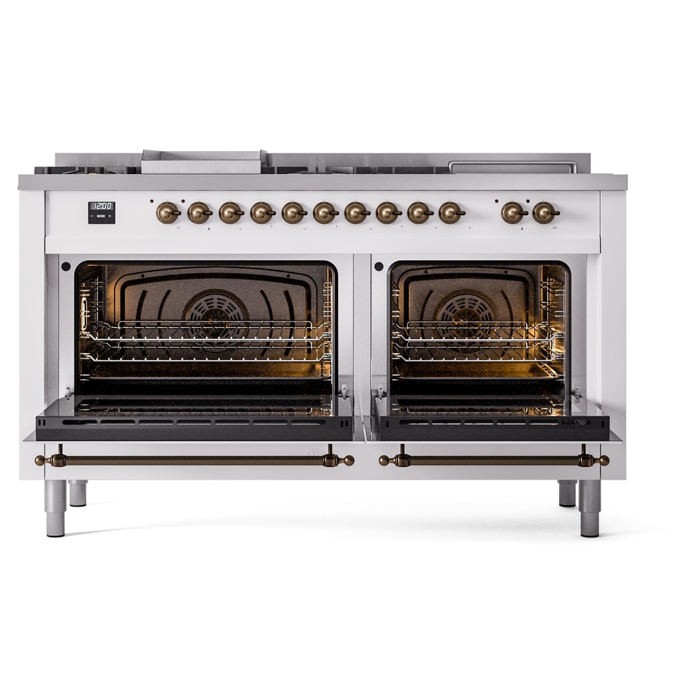 ILVE UP60FSNMPWHB Nostalgie II 60" Dual Fuel Range, oven doors opened