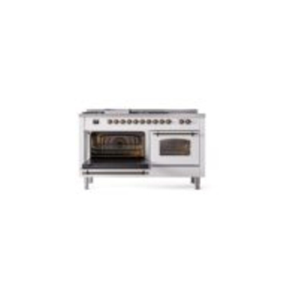 ILVE UP60FSNMPWHB Nostalgie II 60" Dual Fuel Range, main oven doors opened
