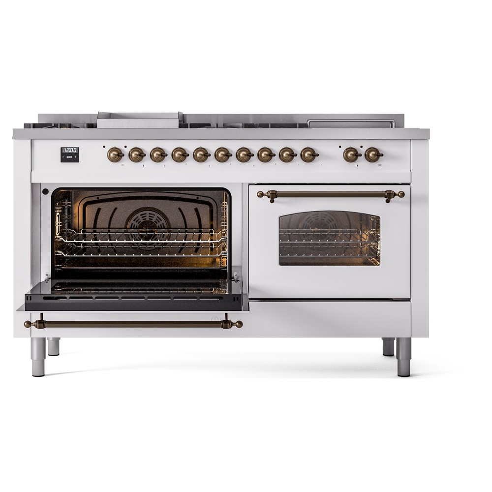 ILVE UP60FSNMPWHB Nostalgie II 60" Dual Fuel Range, main oven doors opened