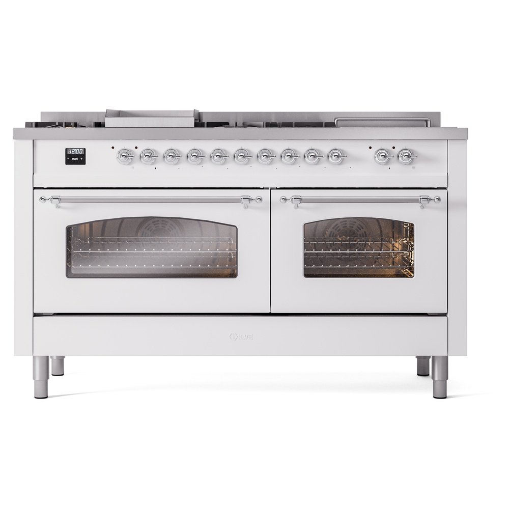 ILVE UP60FSNMPWHCLP Nostalgie II 60" Dual Fuel Range, front view