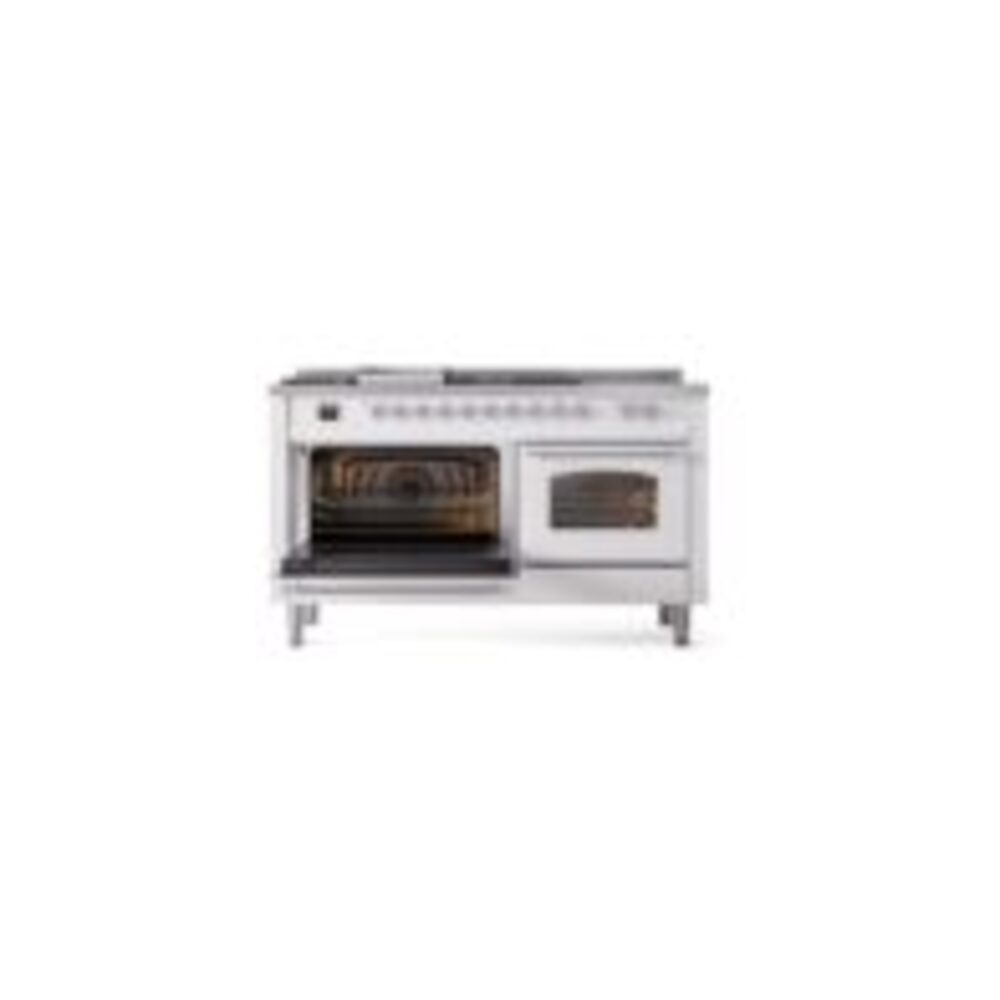 ILVE UP60FSNMPWHCLP Nostalgie II 60" Dual Fuel Range, main oven door opened