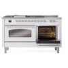 ILVE UP60FSNMPWHCLP Nostalgie II 60" Dual Fuel Range, side oven door opened